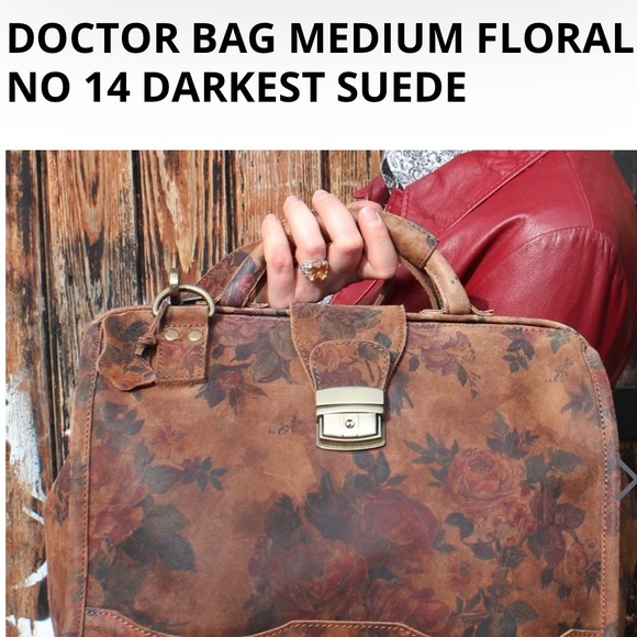 Like New Odi Lynch Medium Large Doctor Bag w/ Strap in Floral Print Leather No14 - Picture 2 of 13